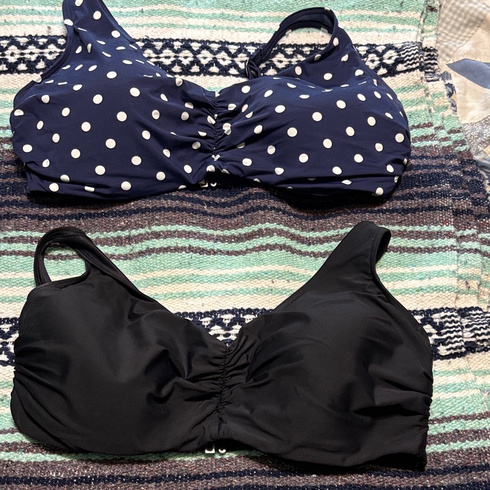 Lands End size 18 DDD Polka Dot and Black Bikini Tops